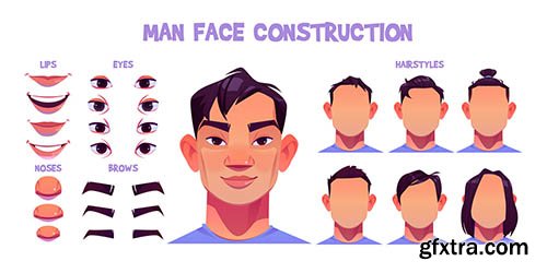 Asian man face construction avatar