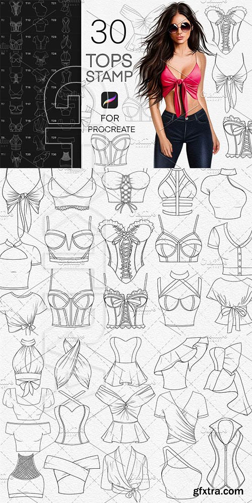 CreativeMarket - Tops fashion stamp brushes Procreate 5833653