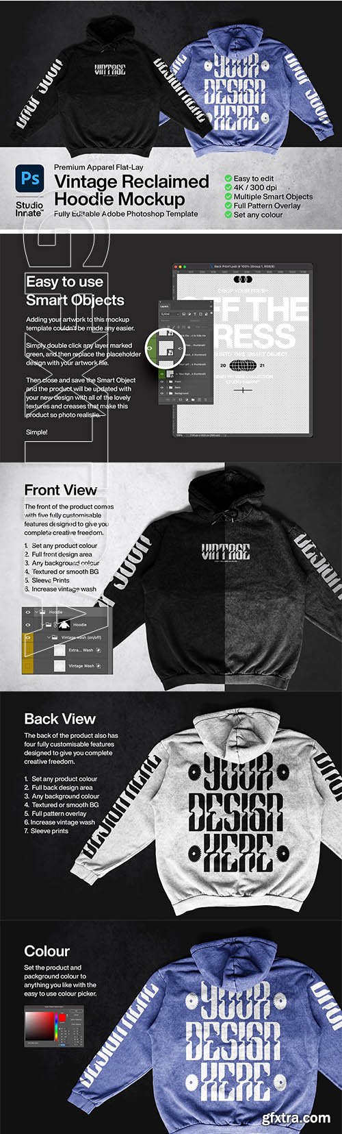 CreativeMarket - Vintage Reclaimed Hoodie Mockup 5835175