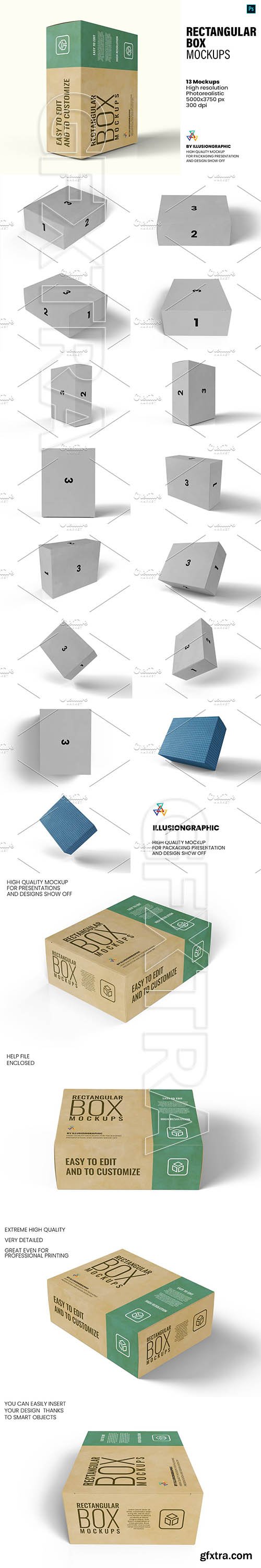 CreativeMarket - Rectangular Box Mockups - 13 views 5825082