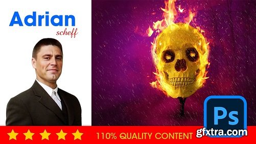 How to create a burning skull Photoshop composite