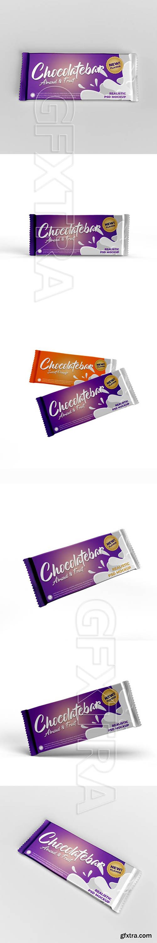Chocolate bar doff foil matte product packaging advertising mockup