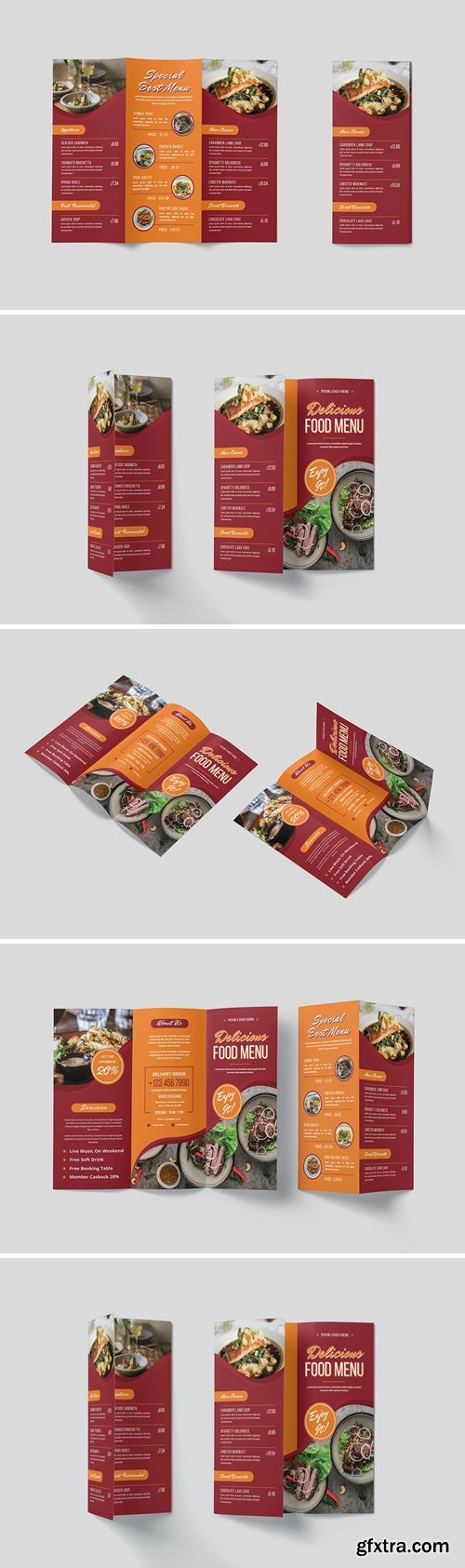 Delicious Food Trifold Menu