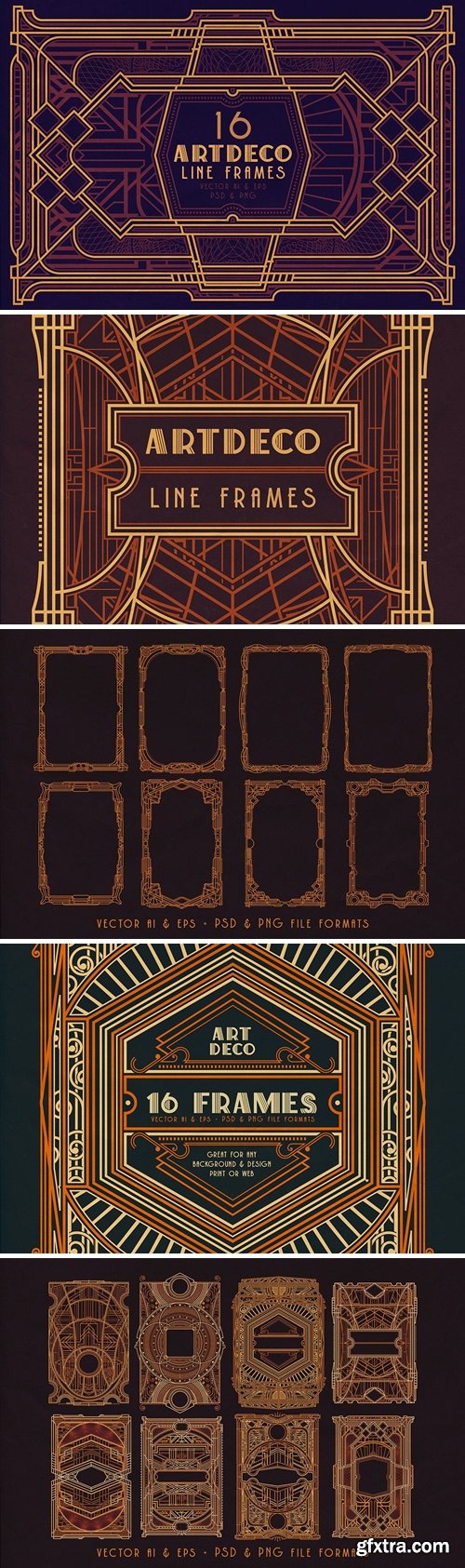 16 ArtDeco Line Frames