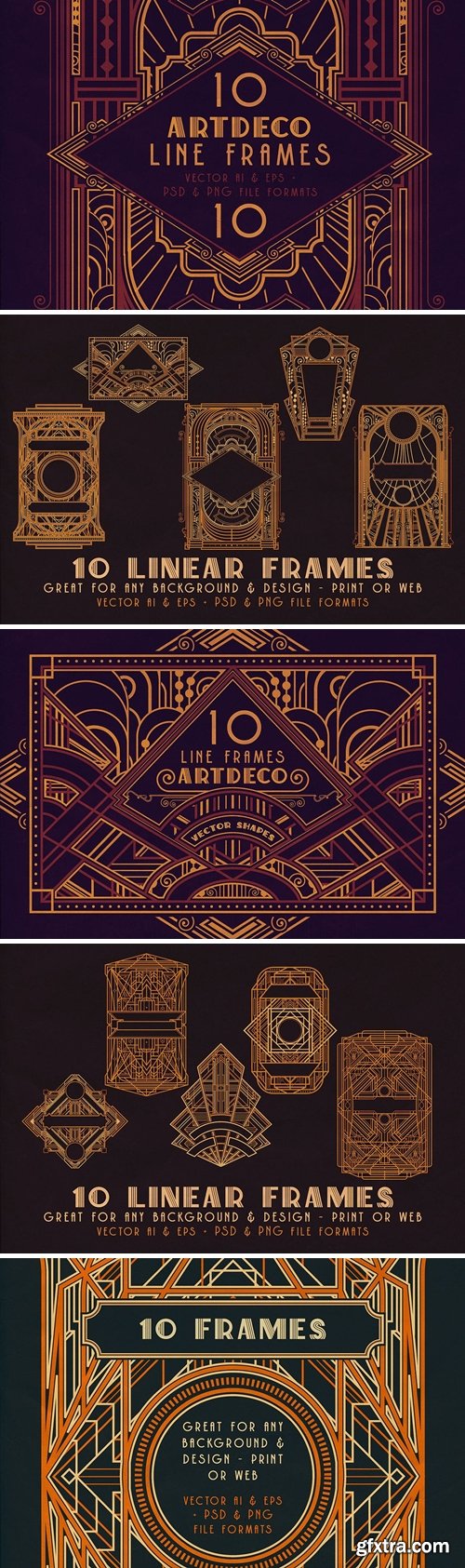 10 ArtDeco Line Frames