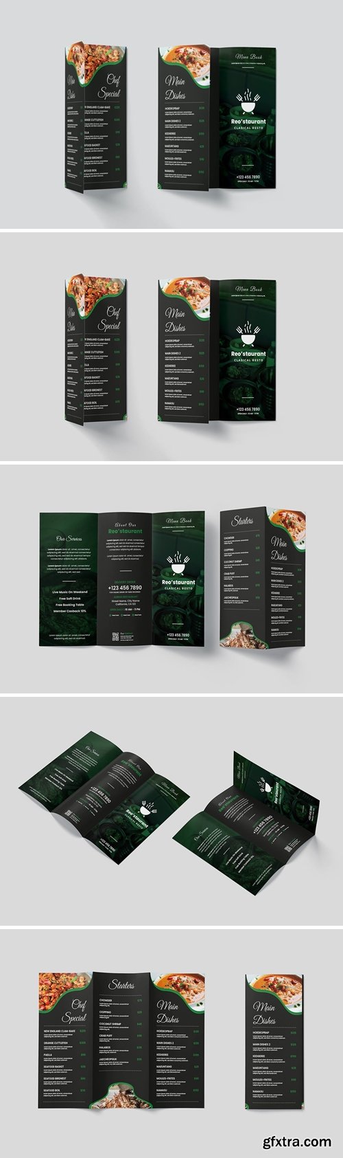 Evergreen Trifold Restaurant Menu