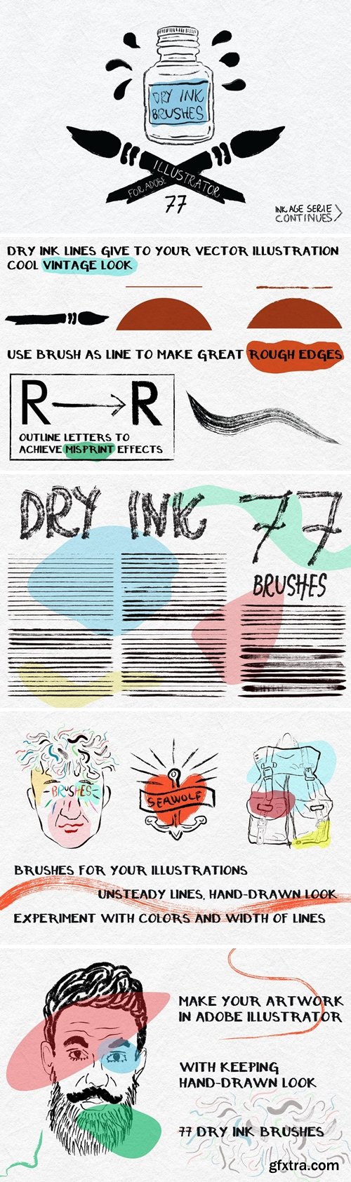 CreativeMarket - Dry Ink Brushes for Adobe Illustrator 69323