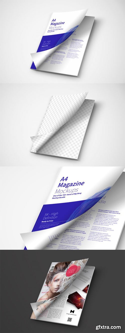 A4 Magazine PSD Mockup Cover Opening