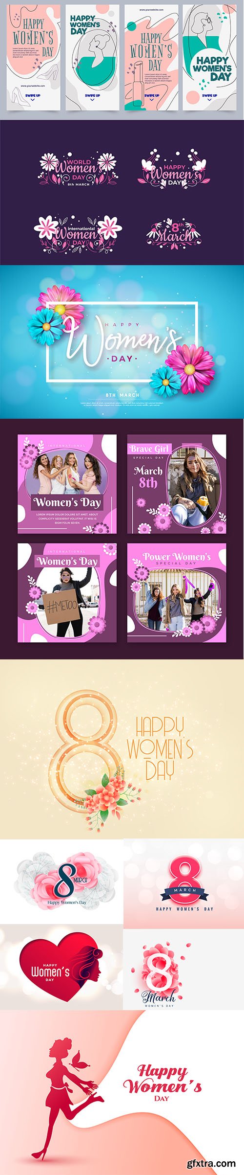 8 march happy womens day vector collection