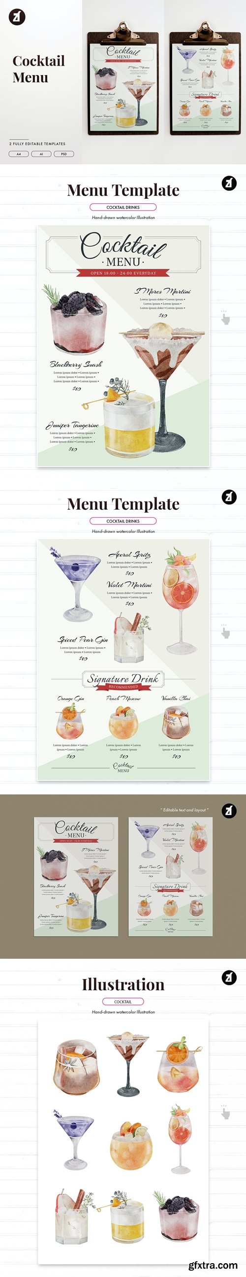 Cocktail and drinks menu template