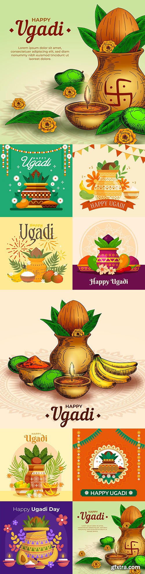 Happy Ugadi decorative illustration flat design
