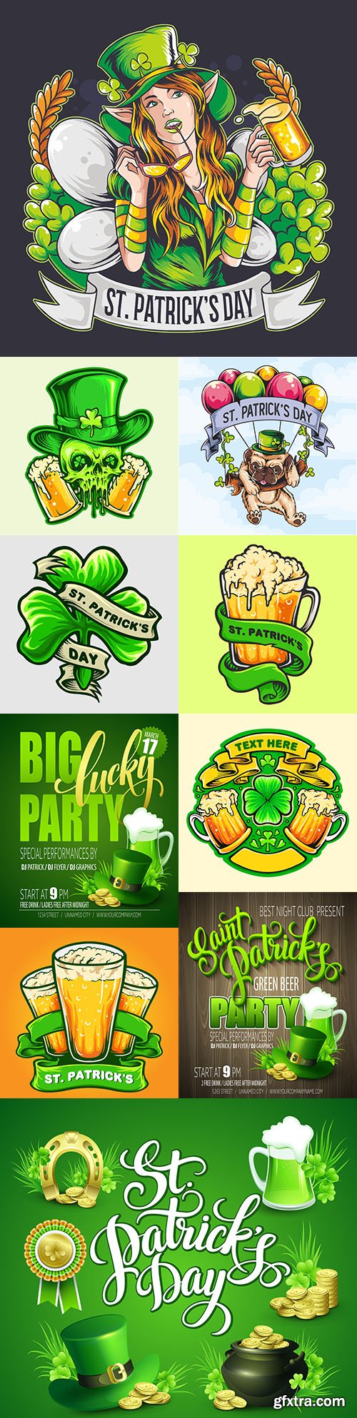 St. Patrick's Day party and design emblems illustrations 10
