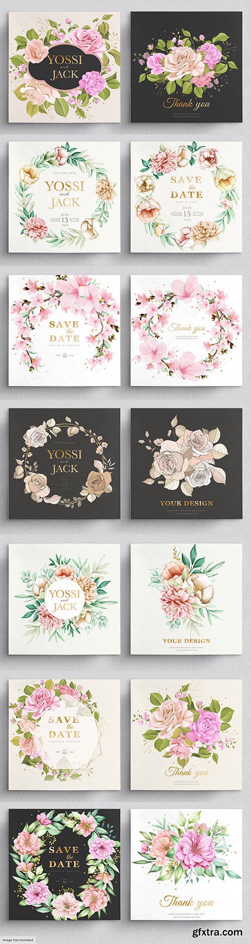 Wedding elegant invitation template with flowers and leaves
