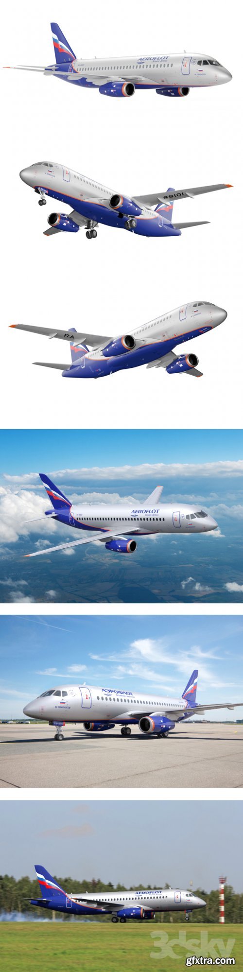 Aircraft SSJ-100 Aeroflot 3D model