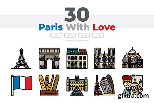 30 Paris with love Icons 