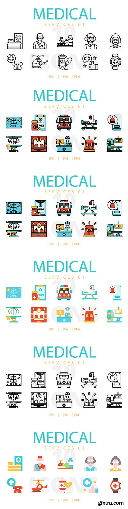 Medical service icons collection