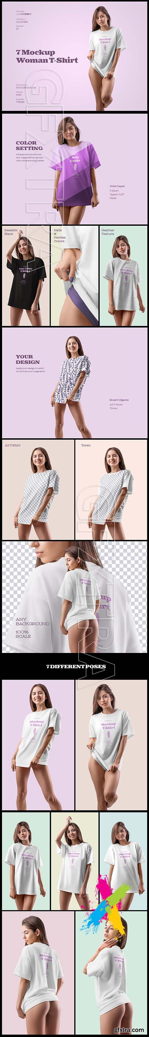 7 Mockups Woman T-Shirt Oversize