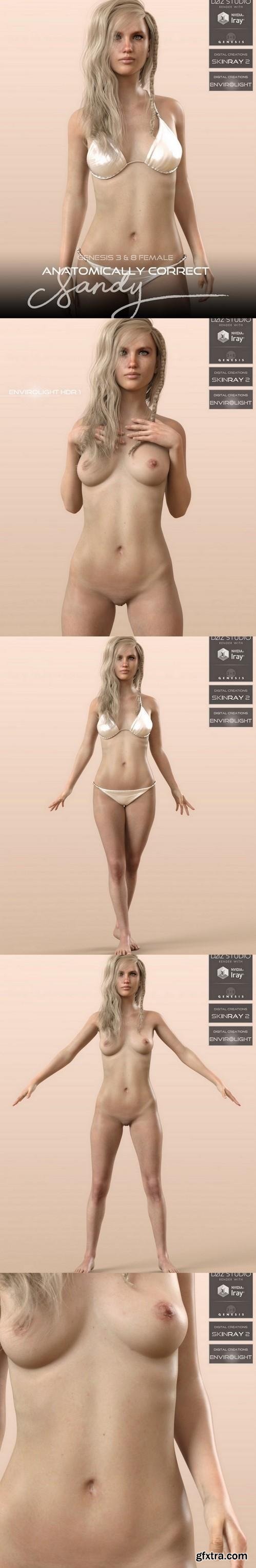 Daz3D – Anatomically Correct Sandy for Genesis 3 and Genesis 8 Female