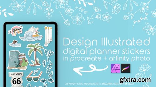  Design Illustrative Stickers in Procreate + Affinity Photo for Digital Scrapbooking and Planning