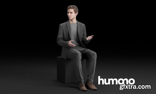 Humano Elegant business man in suit sitting and talking 0114 3D model