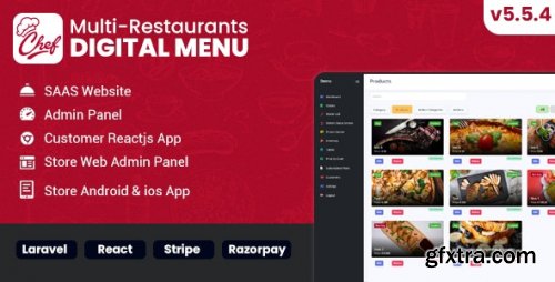 CodeCanyon - Chef v5.5.4 - Multi-restaurant Saas - Contact less Digital Menu Admin Panel with - React Native App - 27975356