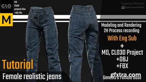 ArtStation - Tutorial. MD, Clo3d Realistic jeans. 2H Video process with Eng Sub + Project