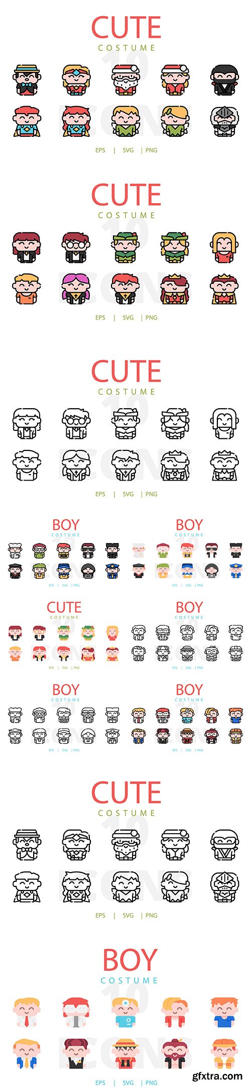 Kids Costume Vector Icons Collection Vol 2