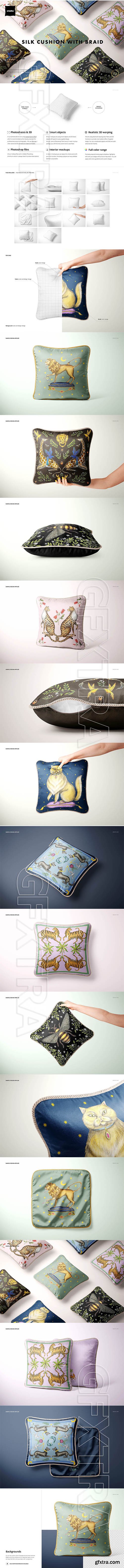 CreativeMarket - Silk Cushion with Braid Mockup Set 5886307