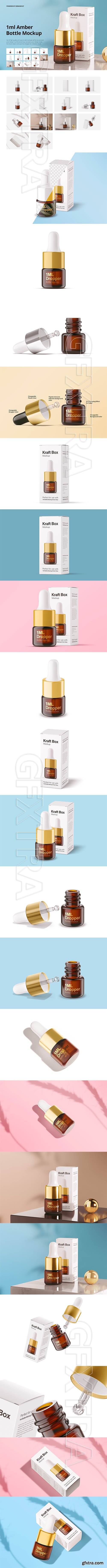 CreativeMarket - 1ml Amber Dropper Bottle Mockup 5875617