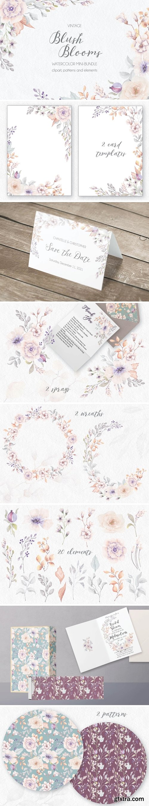 Vintage Blush Blooms in Watercolor