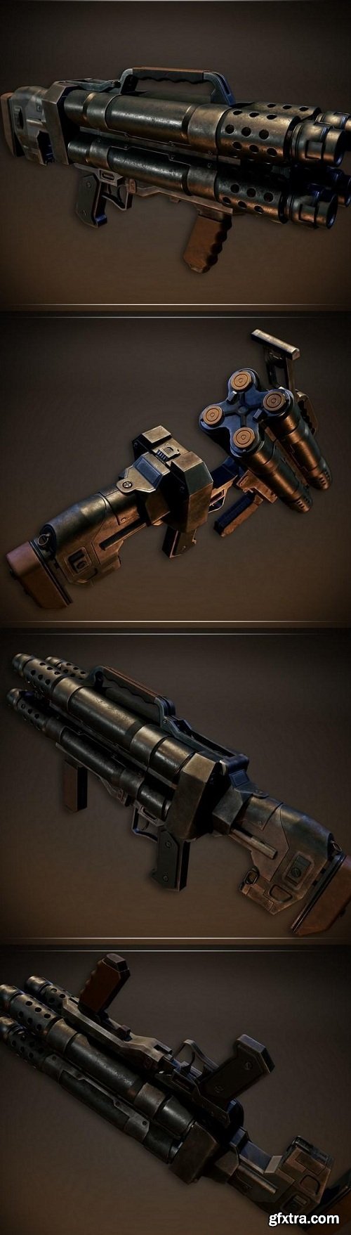 PBR Quad Barrel Shotgun 3D model