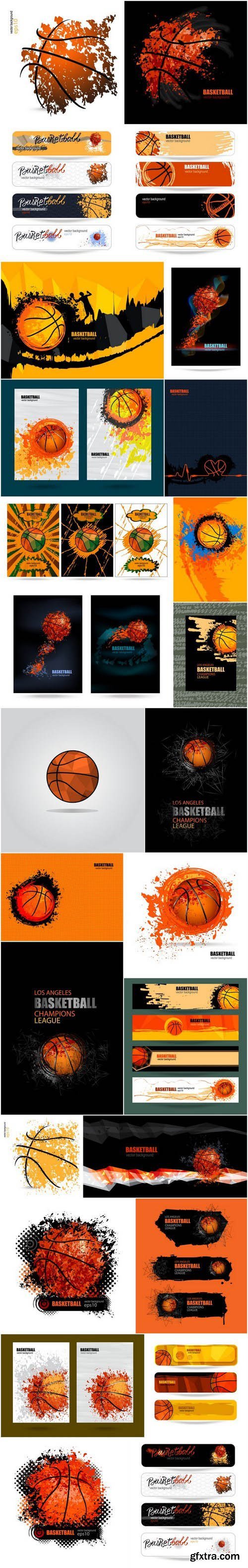 Basketbal posters, banners and elements of design - 26xEPS Professional Vector Stock