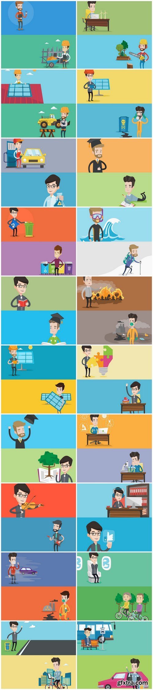 Life of people - flat design 2 - Set of 20xEPS Professional Vector Stock