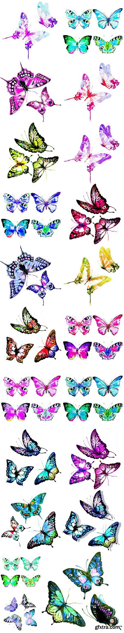 Beautiful watercolor butterflies - 21xUHQ JPEG