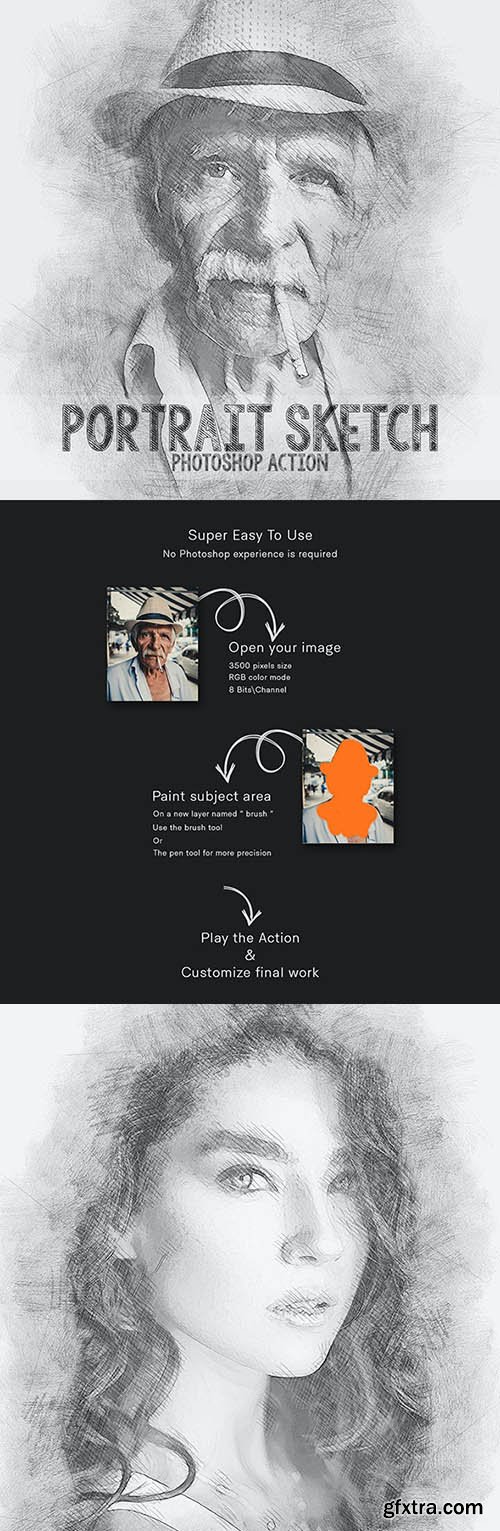 GraphicRiver - Portrait Sketch Photoshop Action 30027707