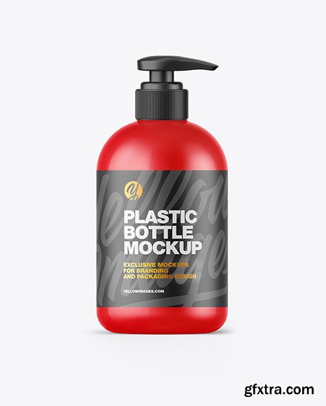Glossy Plastic Bottle w/ Pump Mockup 76342