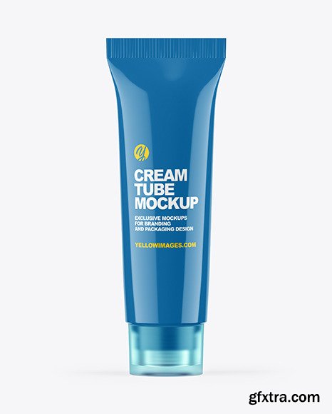 Glossy Cosmetic Tube With Clear Cap Mockup 75780