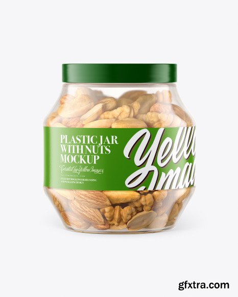 Plastic Jar With Nuts Mockup 76255