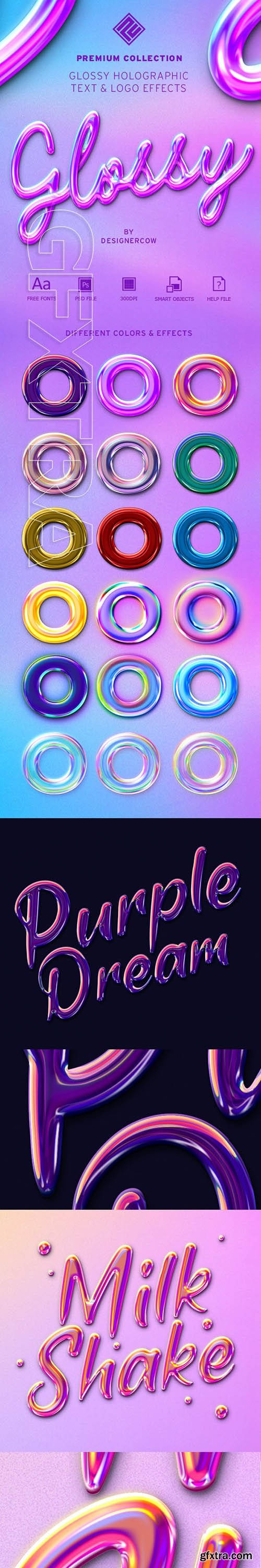 GraphicRiver - Glossy Holographic Text & Logo Effects - Collection 30636001