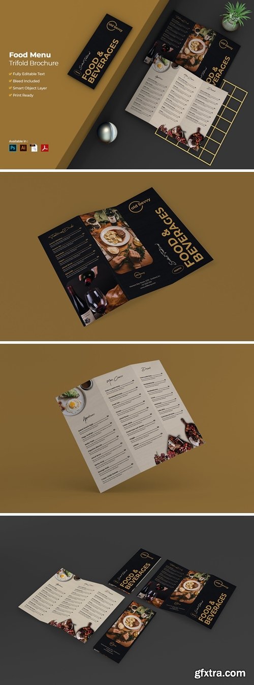 Food Menu Trifold Brochure