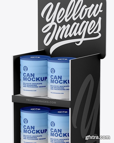 Display Stand W/ Matte Cans Mockup 76449