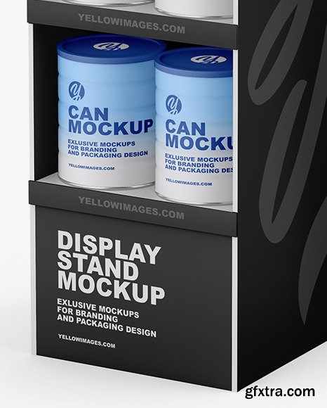 Display Stand W/ Matte Cans Mockup 76449