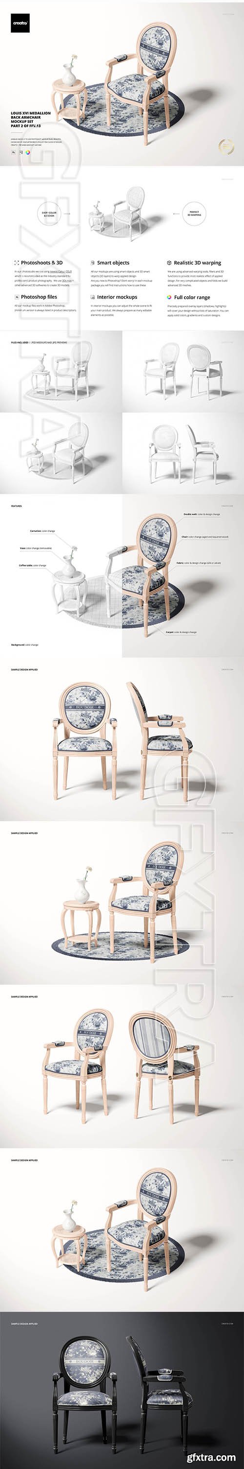 CreativeMarket - Louis XVI Medallion Armchair Mockup 5929868