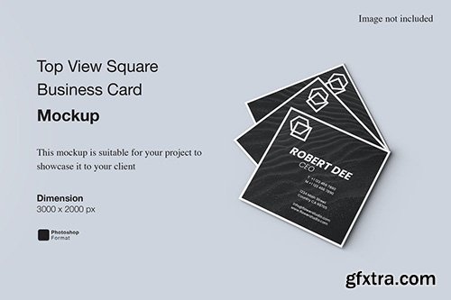 Top View Square Business Card Mockup