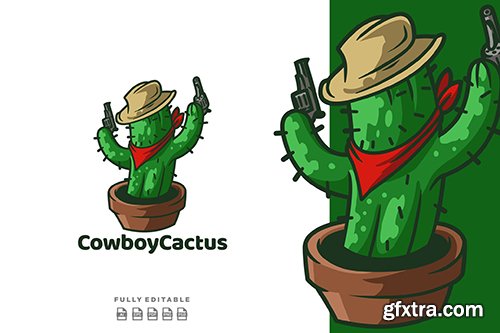 Cowboy Cactus Logo Template 