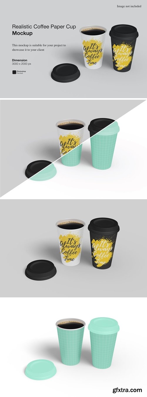 Realistic Coffee Paper Cup Mockup