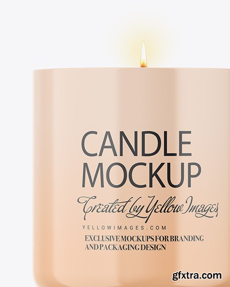 Glossy Candle W/ Kraft Box Mockup 76531