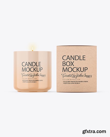 Glossy Candle W/ Kraft Box Mockup 76531