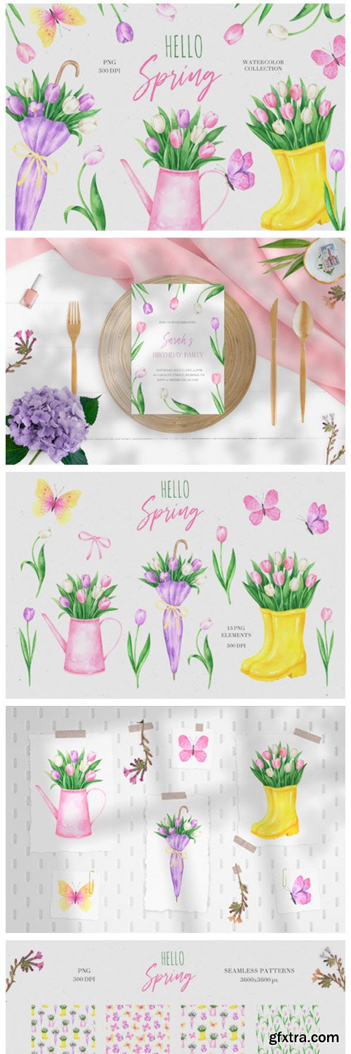 Hello Spring Watercolor Collection 9411533