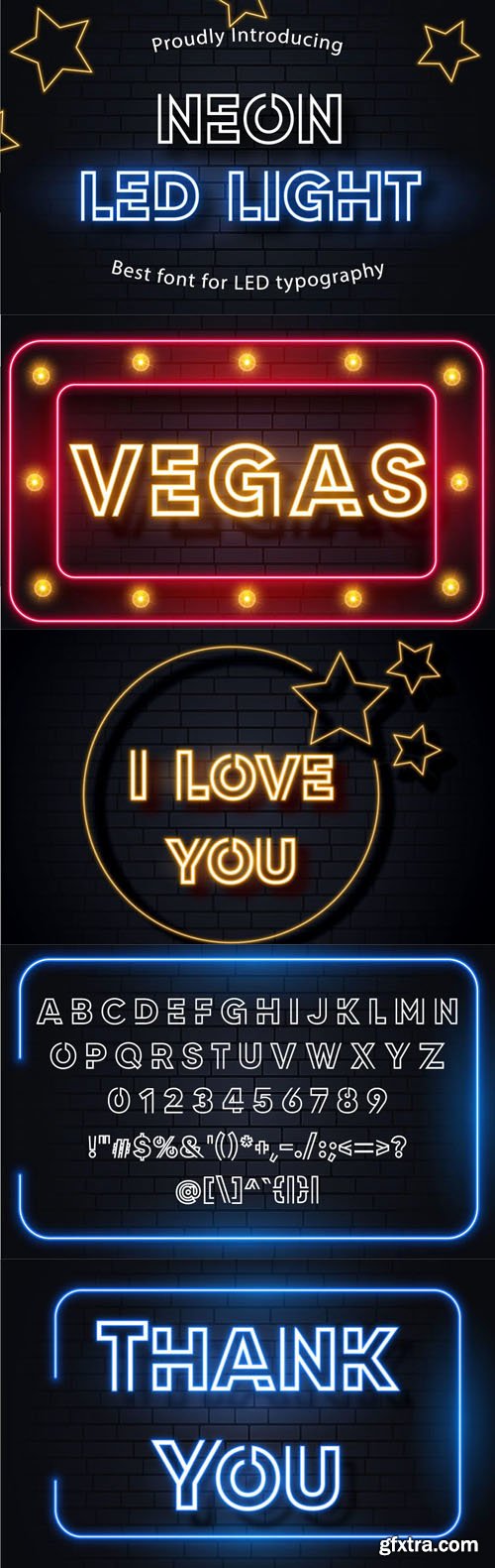 Neon Led Light Display Font